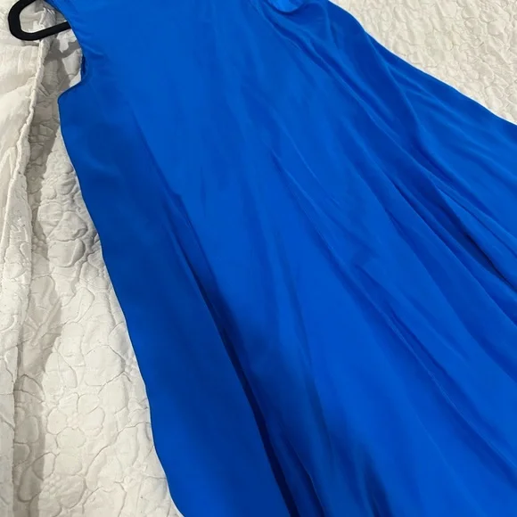 Amanda Uprichard Royal Blue Collared Mini Dress 100% Silk - Picture 13 of 16